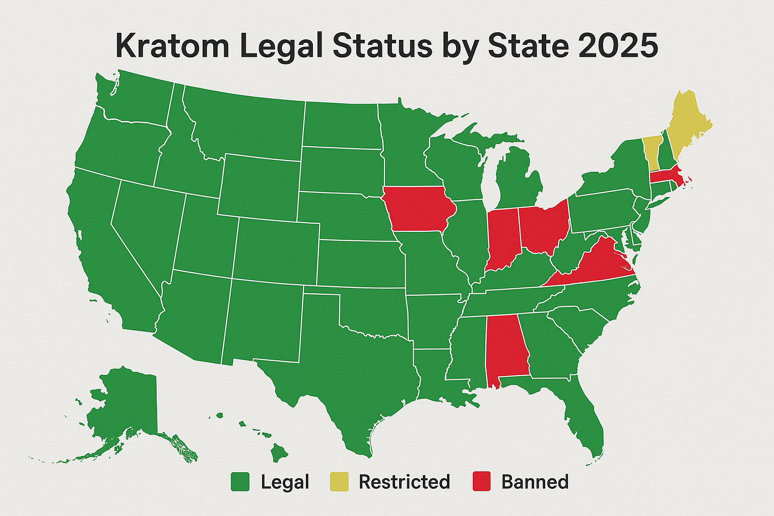 Kratom legal status by state 2025
