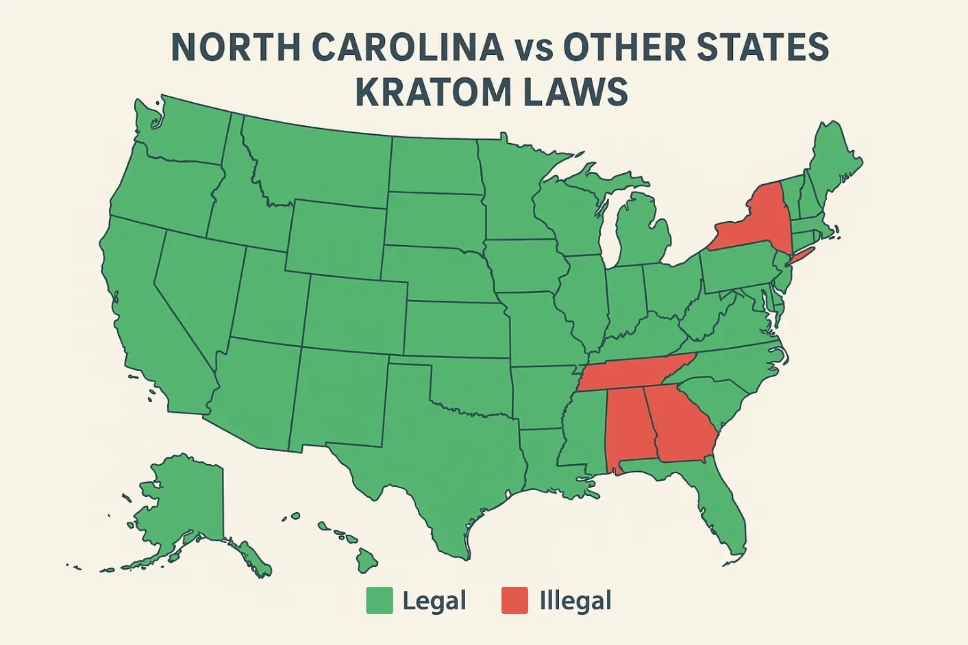 Kratom Legal in North Carolina vs other states