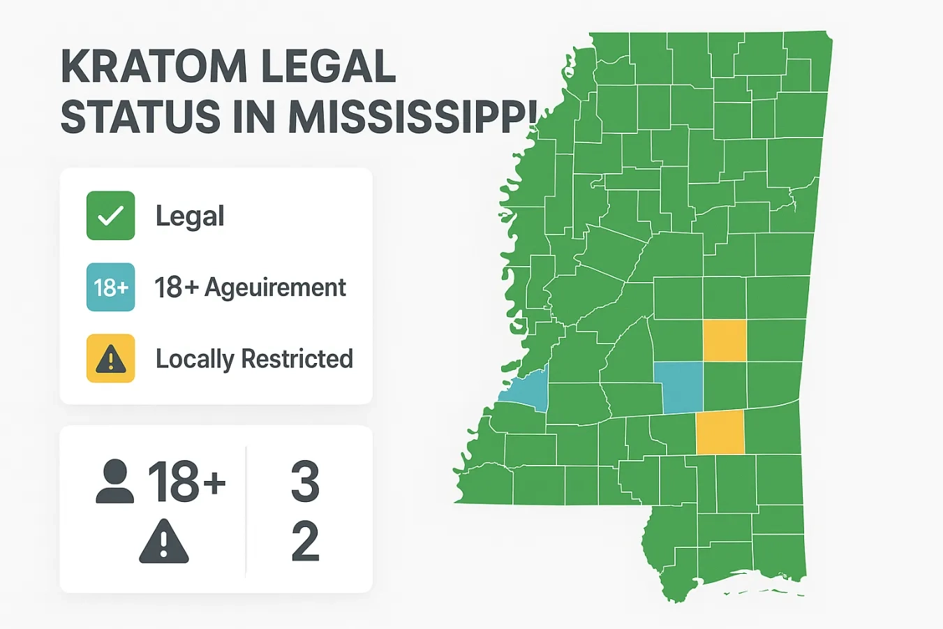 Is Kratom Legal in Mississippi? Adult Use, Purchase Age, County Bans & Legal Risks