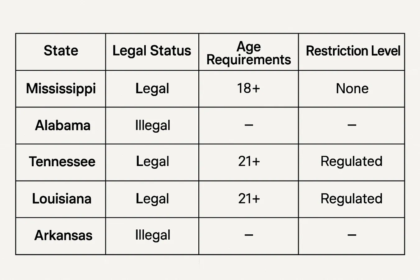 Is Kratom Legal in Mississippi? Adult Use, Purchase Age, County Bans & Legal Risks