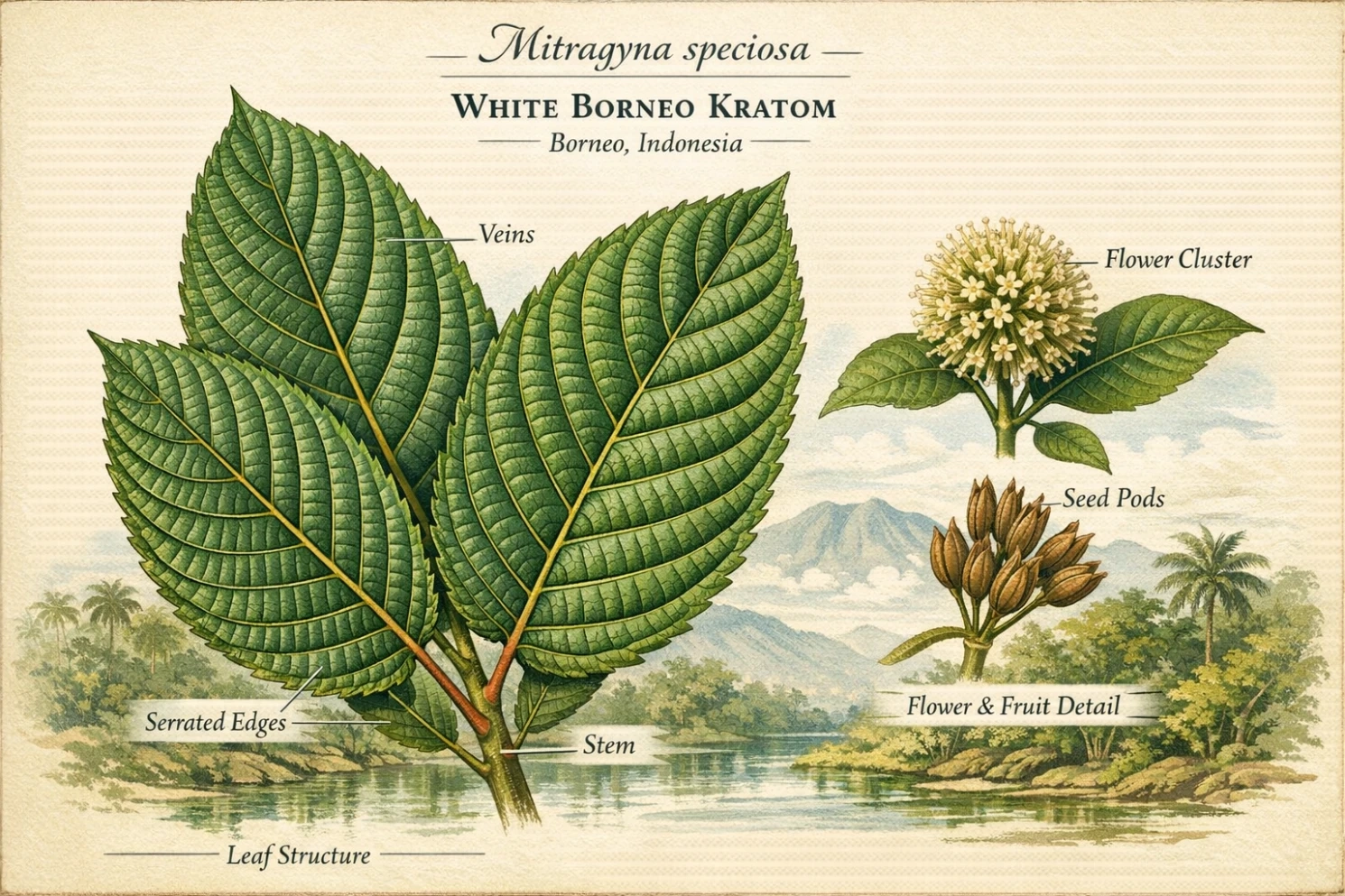 White Borneo Kratom Origin