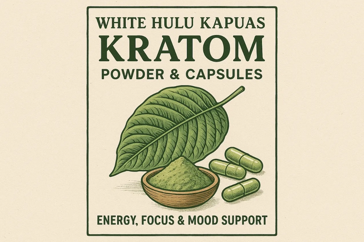 White Hulu Kapuas Kratom Powder & Capsules – Energy, Focus & Mood Support