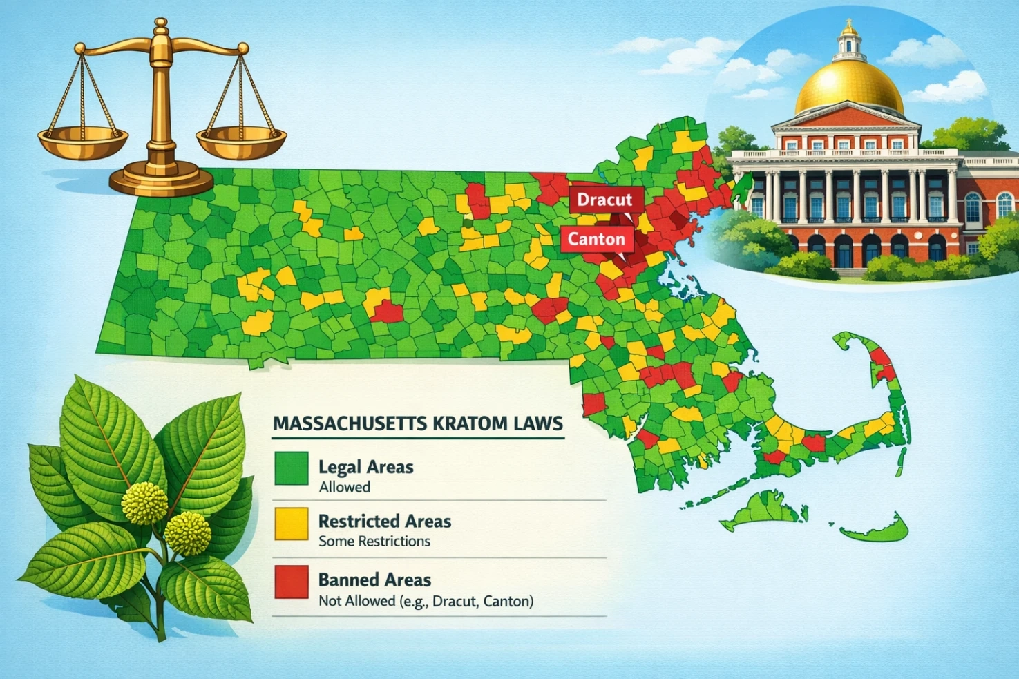 Buy Kratom in Massachusetts Legal Status, Bans