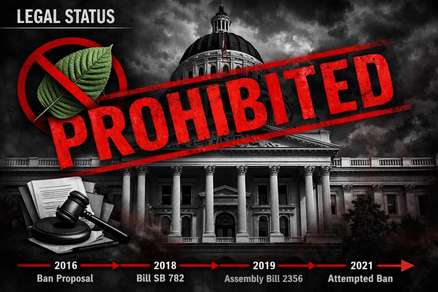 Buy Kratom in California Legal Status Prohibites