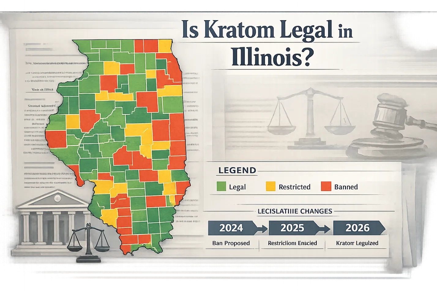 Is Kratom Legal in Illinois map