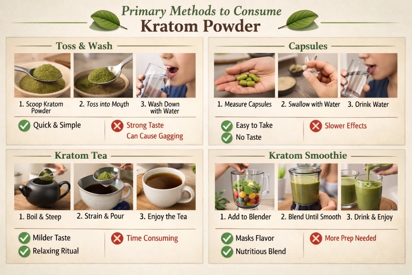 Method to consume Kratom Powder