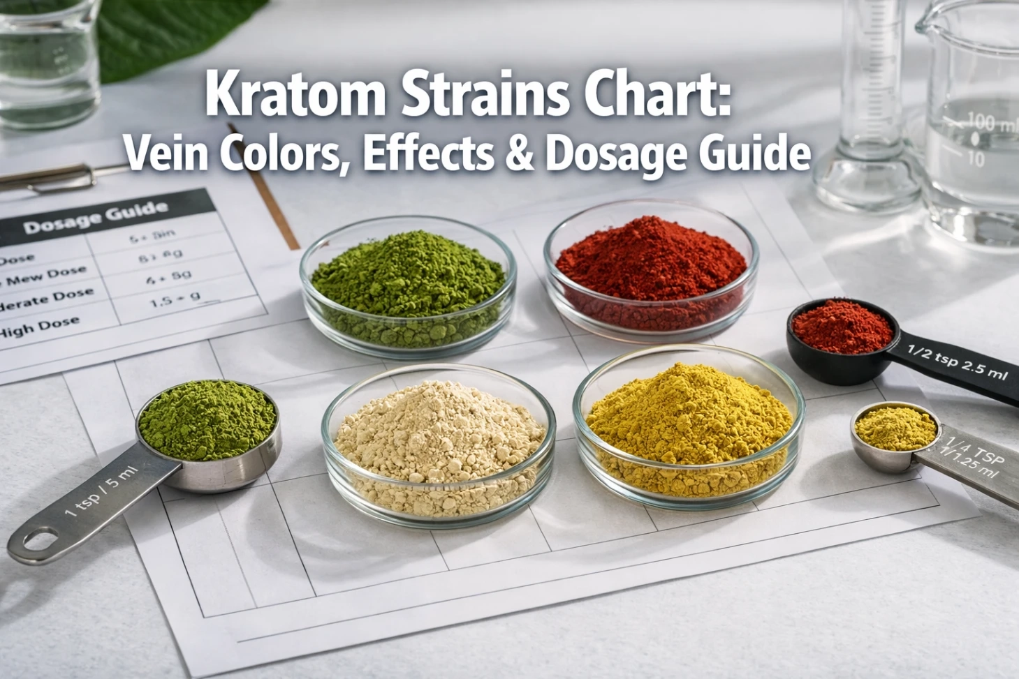 Kratom Strains Chart Vein Colors, Effects ,Dosage & Uses