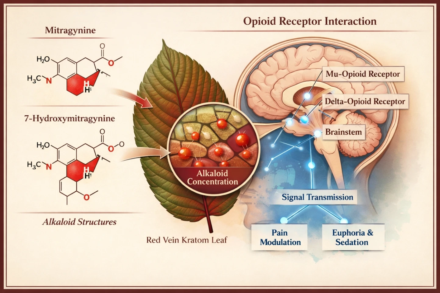 Horned Red Vein Kratom Guide Alkaloids